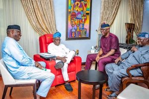PHOTOS: Makinde, Fayemi, Oyinlola visit Obasanjo