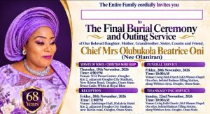 Family of Ace Broadcaster, Bukola Oni announces burial arrangements